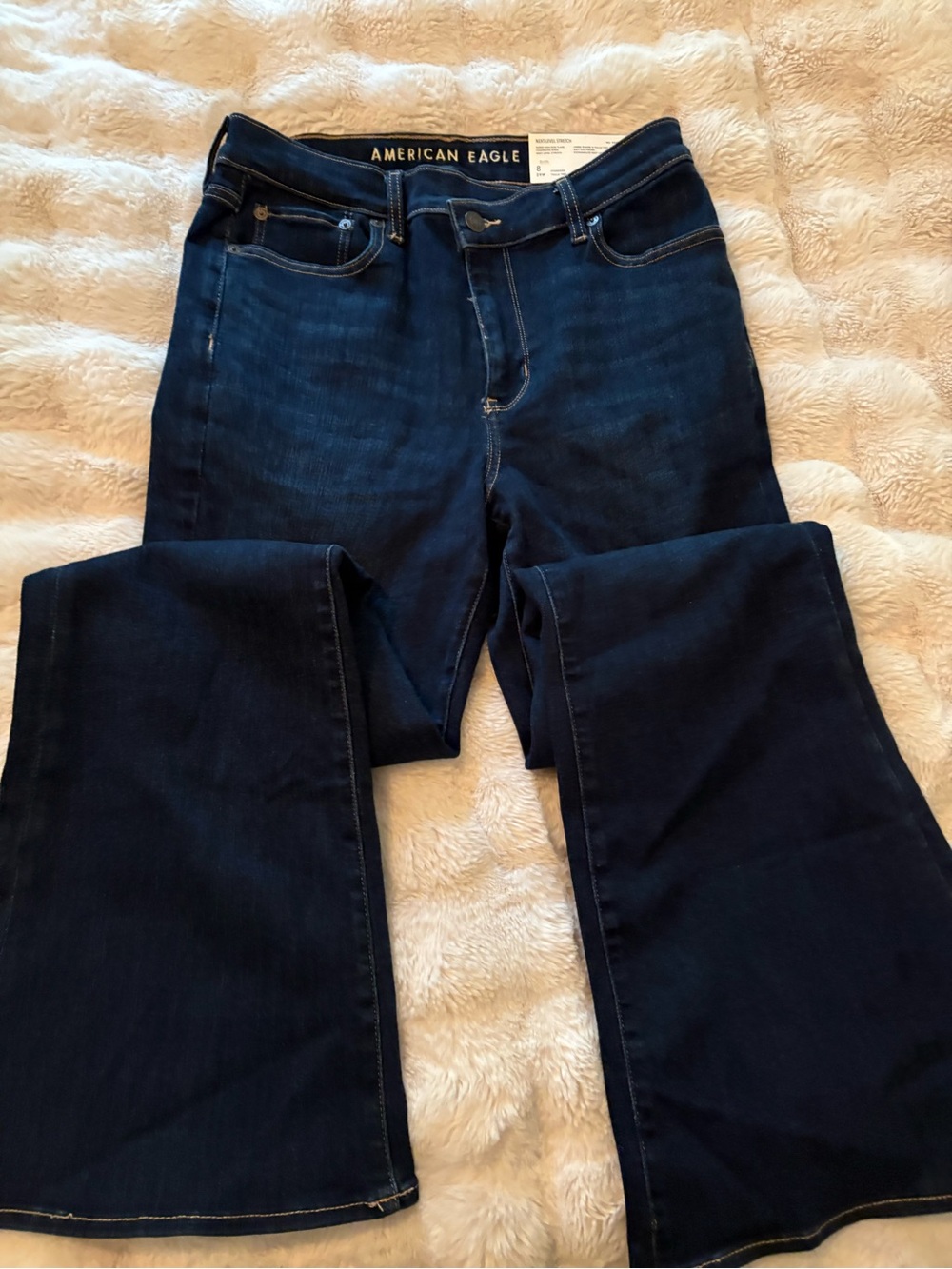 American Eagle Outfitters Dark Indigo High-Rise Flare Jeans
